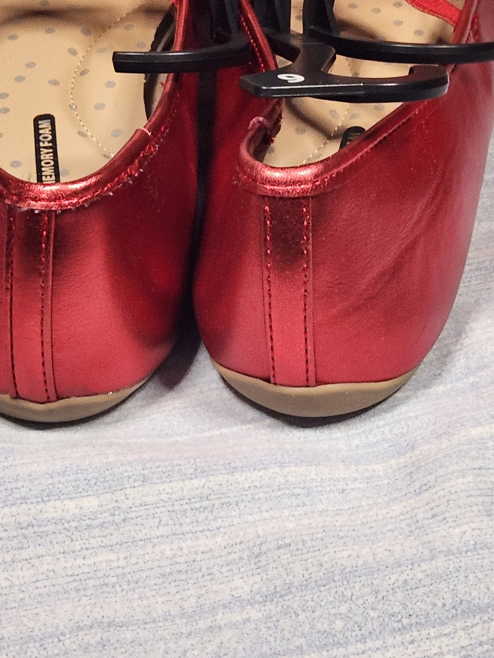 Wonder Nation Girls Metallic Red Mary Jane Ballet Flats Shoes Memory Foan Size 6